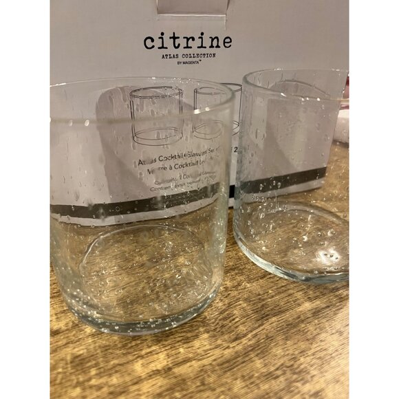 Citrine ATLAS Collection Cocktail Glasses Set of‎ 2 Brand New 10oz Bubble Glass - Picture 3 of 6